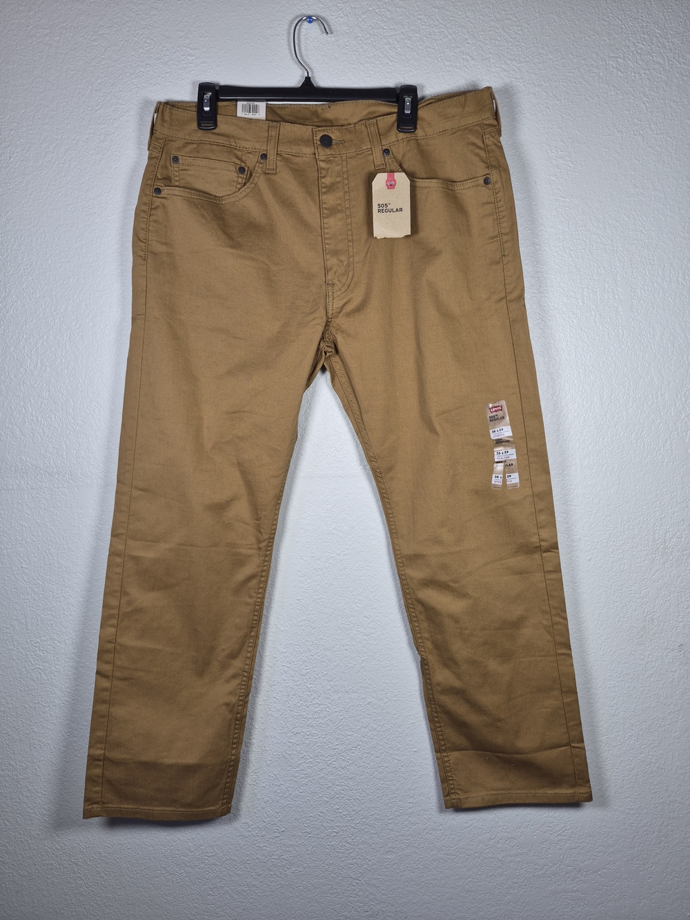 Levi’s 505 Regular Fit Men's Pants 36x29 New With Tags Stretch Tan Brown